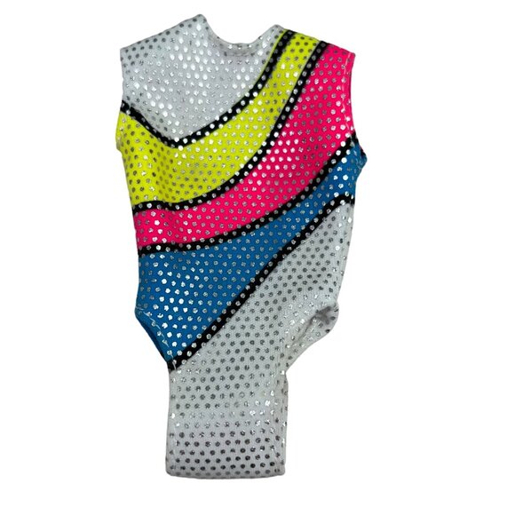 Mattel Super Gymnast Barbie Leotard 1999 White Rainbow Stripe - Picture 1 of 3